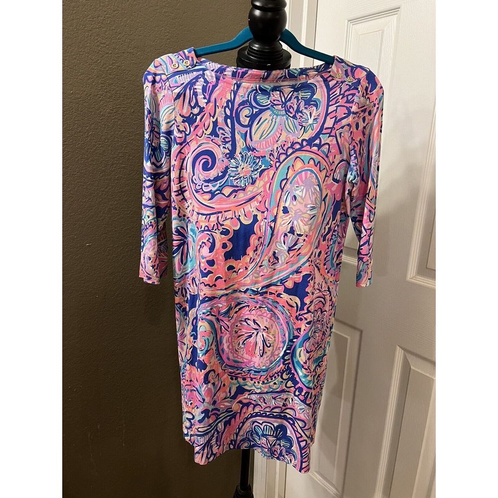Lilly Pulitzer GIRLS MINI SOPHIE DRESS Blue Current Drop me a Lime XL 12/14